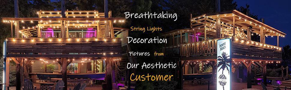 【SUMNEW-STORE】Outdoor String Lights, 25-200FT Patio Lights with 10-100 ST38 LED Edison Bulbs, Waterproof Connectable String Lights for Outside, Dimmable Hanging Light for Backyard Porch Decor, Black