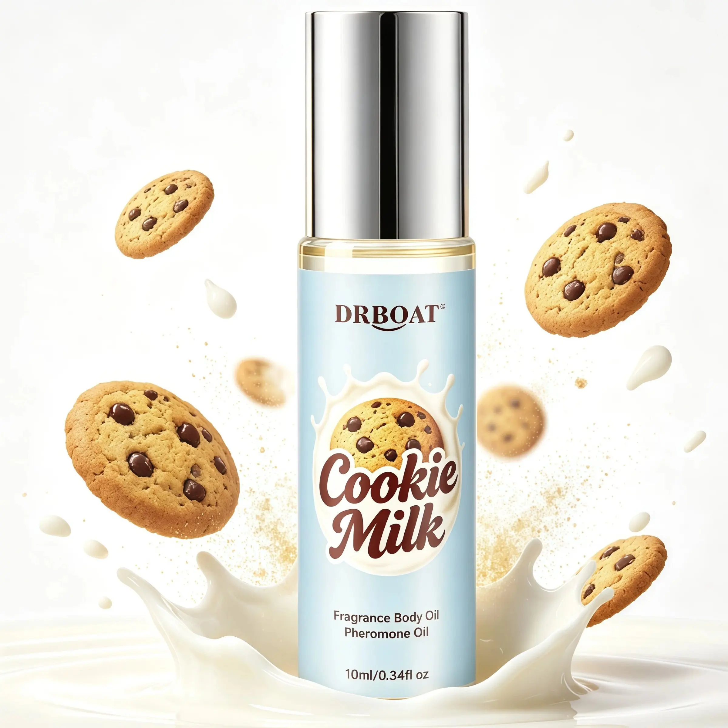 Cookie Milk Pheromone Oil - Rich 10ml Roll-On Perfume Oil，dulcet Lactonic Decadent Eau De Toilette，mesmerizing Fragrance Body Oil, For Daily Use, Convenient for Travel.
