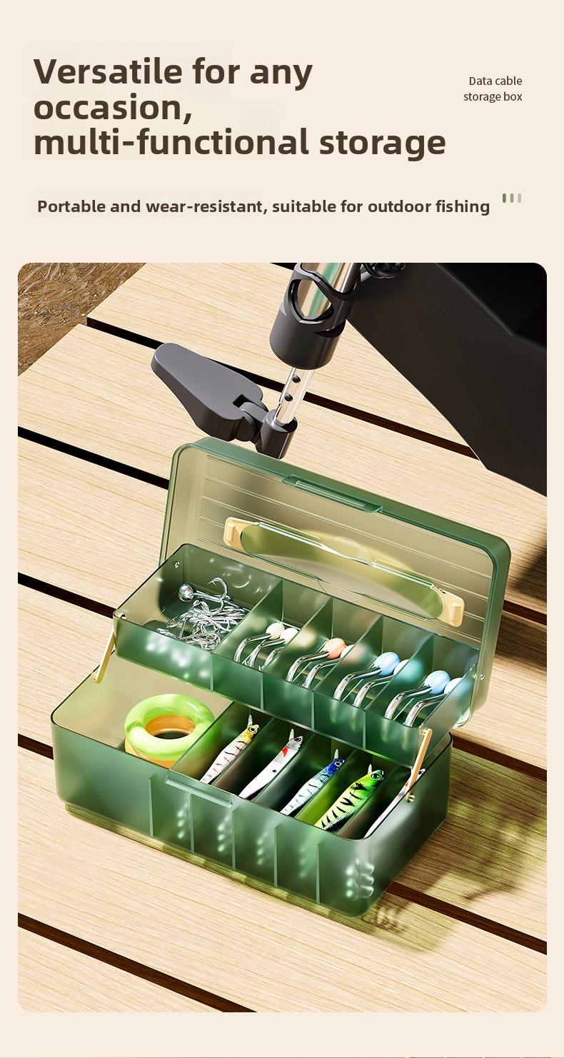 Data cable storage box with compartments, cable organizer, mobile phone charging cable desktop drawer, dustproof flip-top storage box