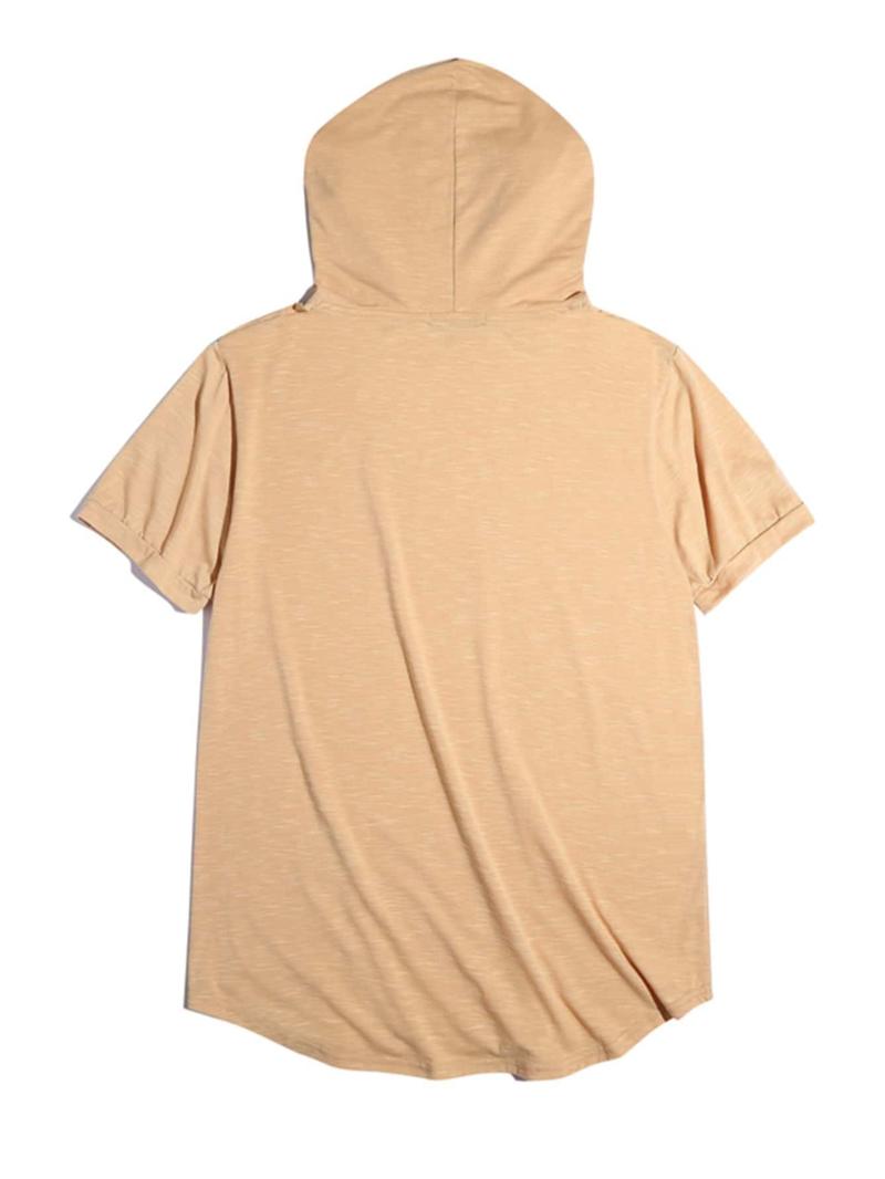 Men's Solid Drawstring Hooded Tee, Casual Regular Fit Short Sleeve T-Shirt for Summer, Menswear for Daily Wear
