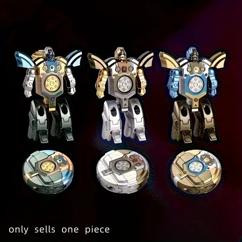 2-in-1 Transforming Gyroscope Robot Toy, One-Click Smooth Deform Mecha Warrior Fidget Spinner, Fun and Addictive, Instant Transformer, Ultra-Smooth, Pocket Size, Stress Relief, High Aesthetic Value, for Kids Teens Adult, Anxiety Relief Desktop Fidget Gift
