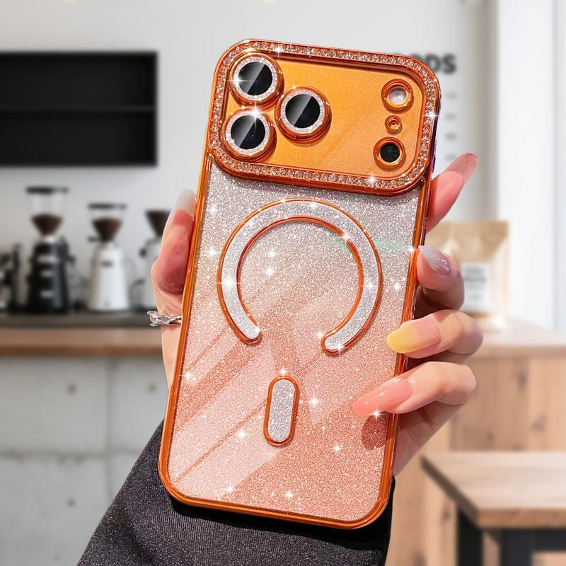 OREKROY Luxury Bling Glitter Case for iPhone 17 Pro Max, 17 Air, 17 Pro, 16, 15, 14, 13, 12 Pro Max – MagSafe Compatible, Sparkle Rhinestone Diamond Protective Case, Shockproof, Camera Lens Protector, Premium Plating, Perfect for Women & Girls