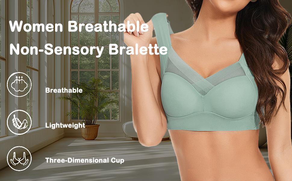 Bras for Older Women Lushfitting Powerful Push-Up Seamless No Underwire Anti Sagging Bra with Full Support and Lift