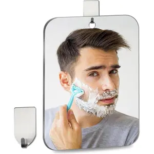 10.6 x 8 Inches Large Shower Shaving Mirror Frameless Portable Unbreakable Wall Hanging Mirror for Travel Camping Bathroom Makeup Use