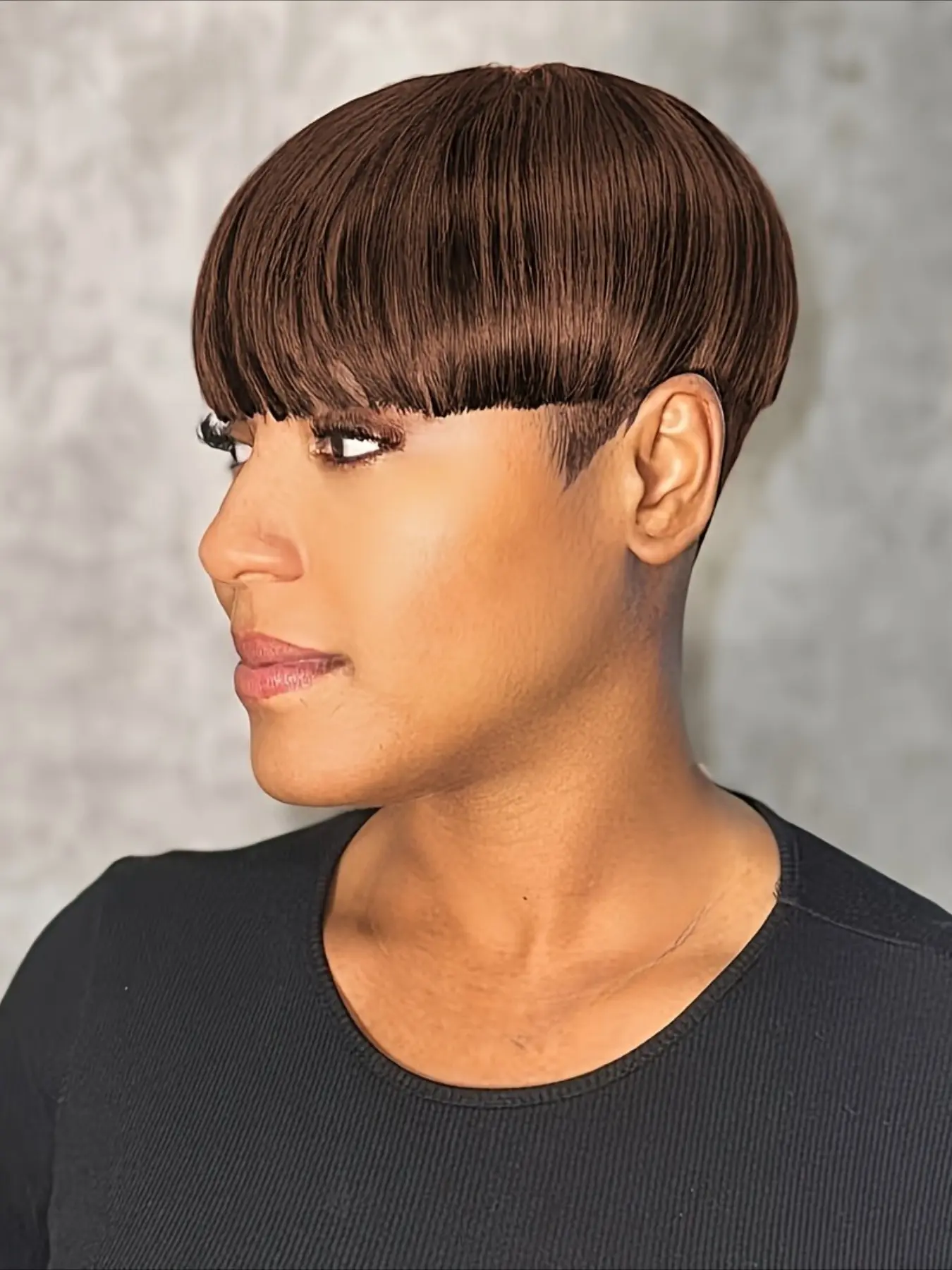 Straight Human Hair Wig for Women Pixie Cut Wig Full Machine Made Wig 150% Density 6 Inch Christmas Wig