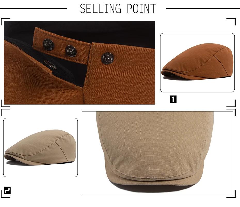 Spring Autumn Women Beret Casual Vintage Men Newsboy Cap Ladies Visor Flat Hat Button Adjustable For 55-59cm Head Circum Ference