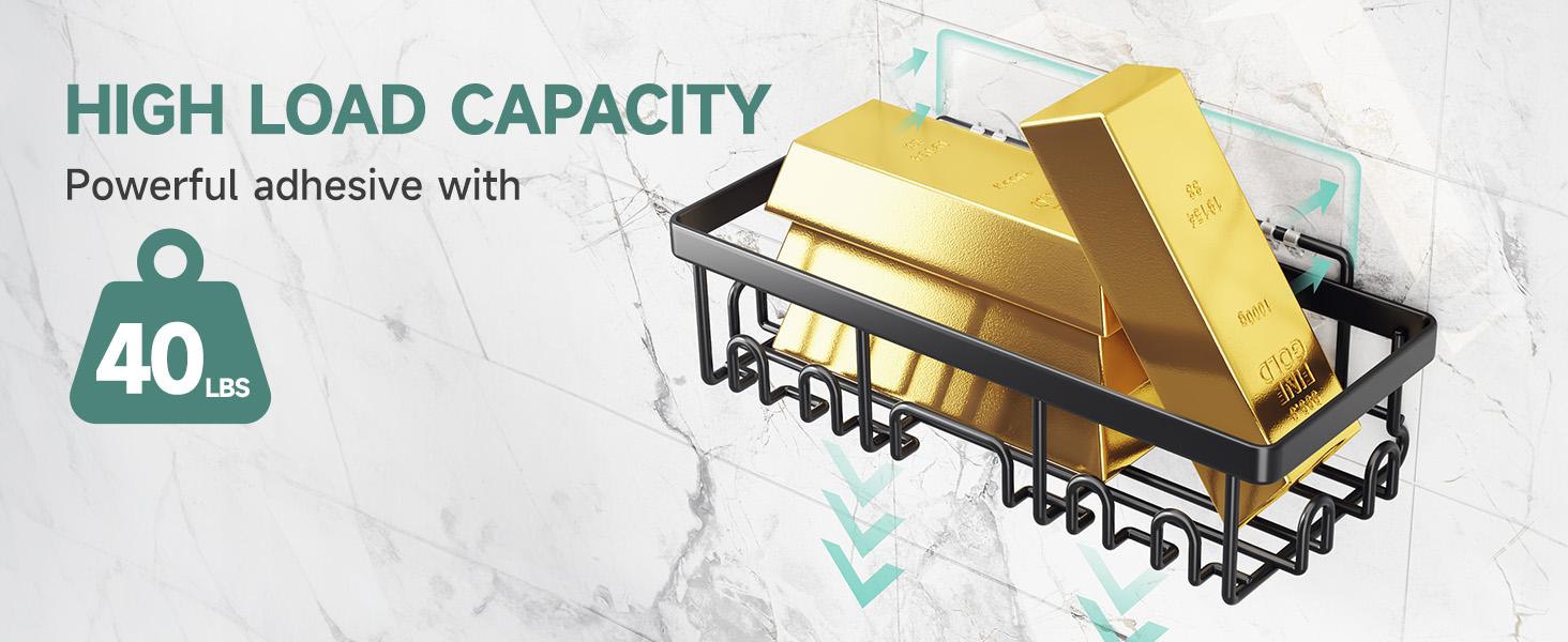 Shower Caddy 6-Pack, Advanced Rustproof Design, No Drilling Adhesive Shelves, Rack with Soap Holder, Large Capacity Bathroom Organizers and Storage, Wall-Mounted Kitchen & Home Decor