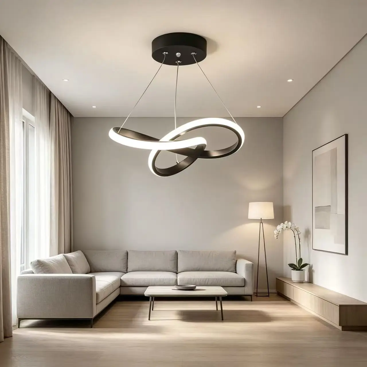 Creative Clover LED Pendant Light, Modern Minimalist Adjustable Chain, Dual-Use Ceiling Mounted, 24cm, Ideal for Dining Room, Bathroom, Living Room