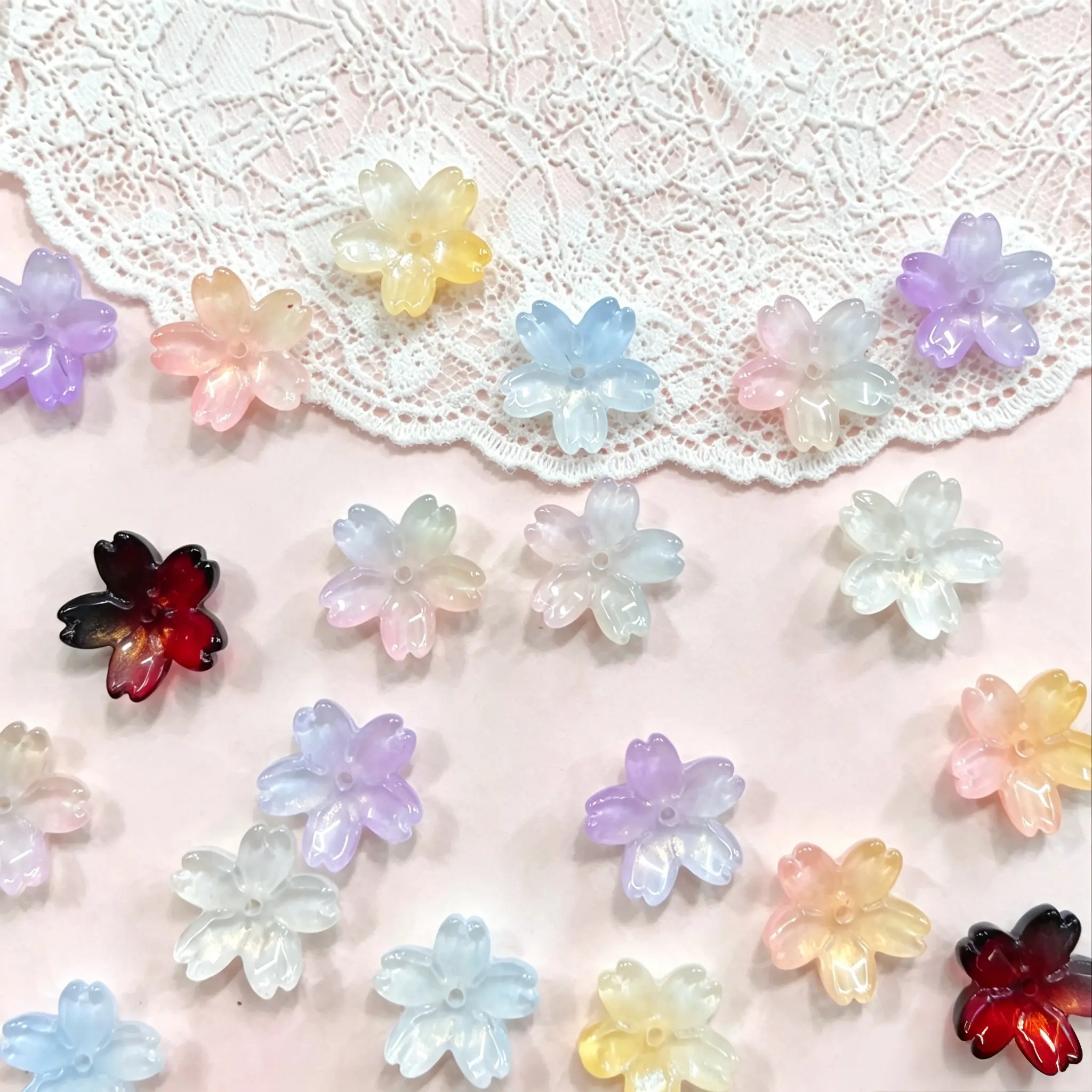 ✨【NEW】Opal Sakura | 20mm Gradient Cherry Blossom Glass Beads For DIY Jewelry