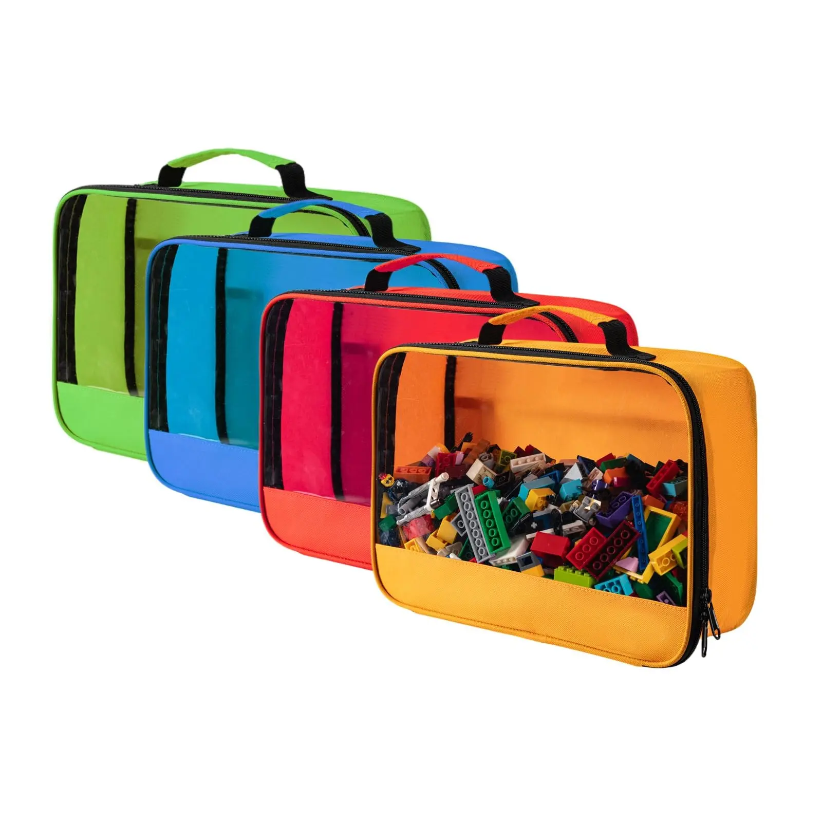 4-Piece Toy Storage Bags, Classic Building Block Set Organizer, Ideal for Puzzles and Small Toys, Travel Case Compatible