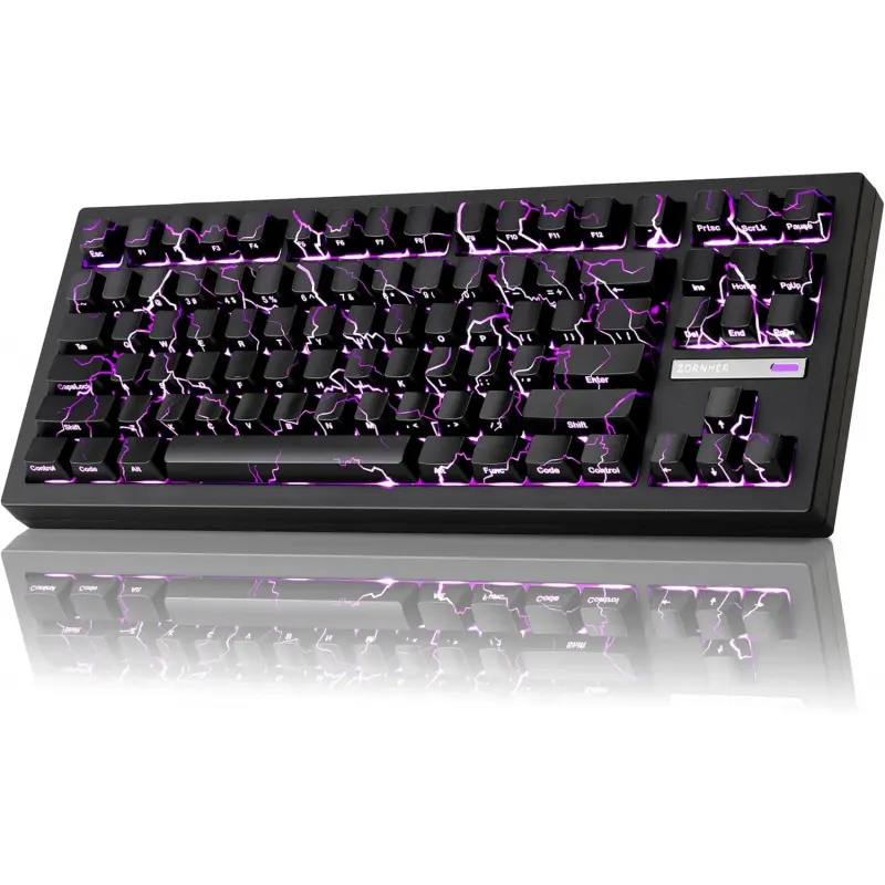 ZORNHER ZH870 Wireless Gaming Keyboard, 80% Black Mechanical Keyboard with Shine Through Lighting, IMD Keycaps, Creamy Sound Linear Switches, Hot Swappable RGB Backlit, for Back to School Shopping