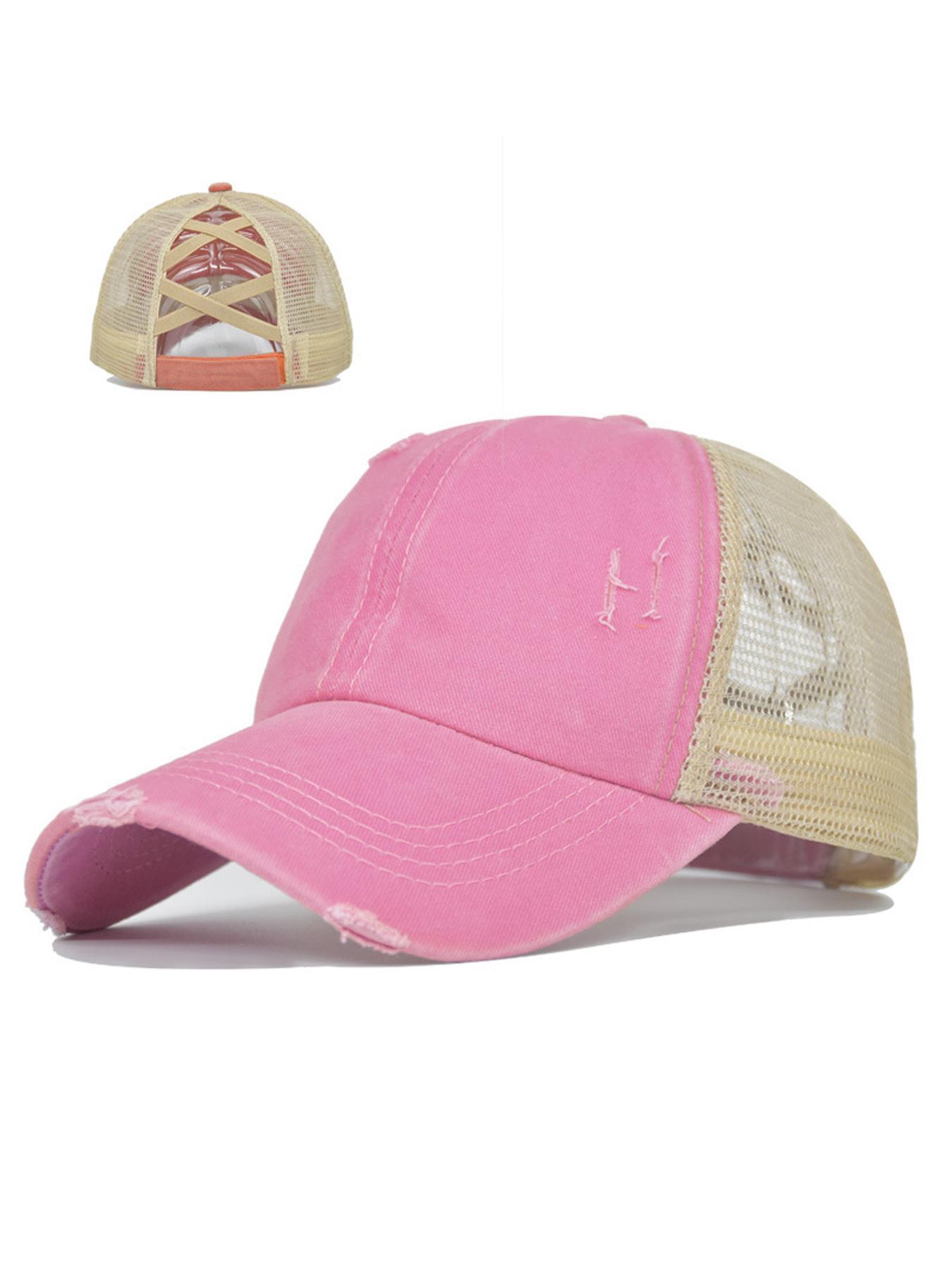 Women's Pony Hat, High Ponytail, Girls' Messy Bun Caps, Camouflage Bad Hair Day Adjustable Dad Hat, Stylish Trucker Hat.