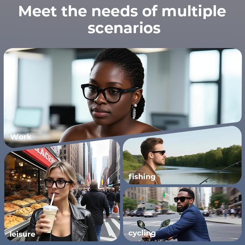 Bluetooth Wearable Smart Glasses (Photochromic Sunglasses) - 8MP Cam Digital Camera, Button Touch Adjustment, UV Protection, 160+ Languages Real-Time Translation, Hands-Free Photography/Video Recording, Casual Travel Outdoor Use