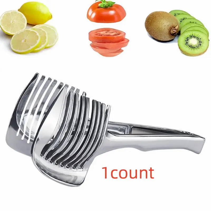 Stainless Steel Slicer for Tomatoes, Lemons, and Onions, Easy-To-Use Kitchen Tool, Durable and Efficient Food Prep Equipment, Manual Kitchen Slicer