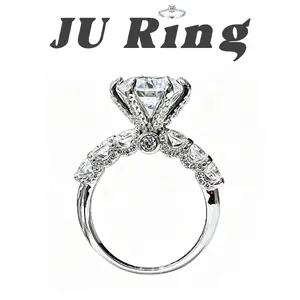 # 27 F2 (Round Cut Six-prong) 2-5 ct S925 Sterling Silver Lab-Grown Moissanite VVS1 D Main Ring Gifts for Women Stacks  Engagement Wedding Rings Bridal Rings