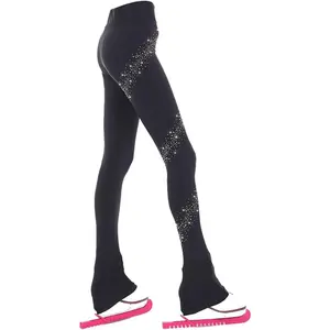 Ice Figure Skating Pants Girls Practice Over Boots Thin Fleece Tights Trousers Rhinestones Child Skate Leggings