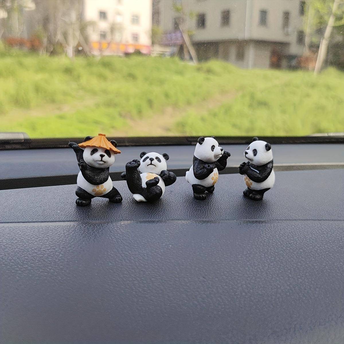 4pcs Panda Car Ornaments Center Console Desk Decorations Small Interior Accessories for Office Car Decoration