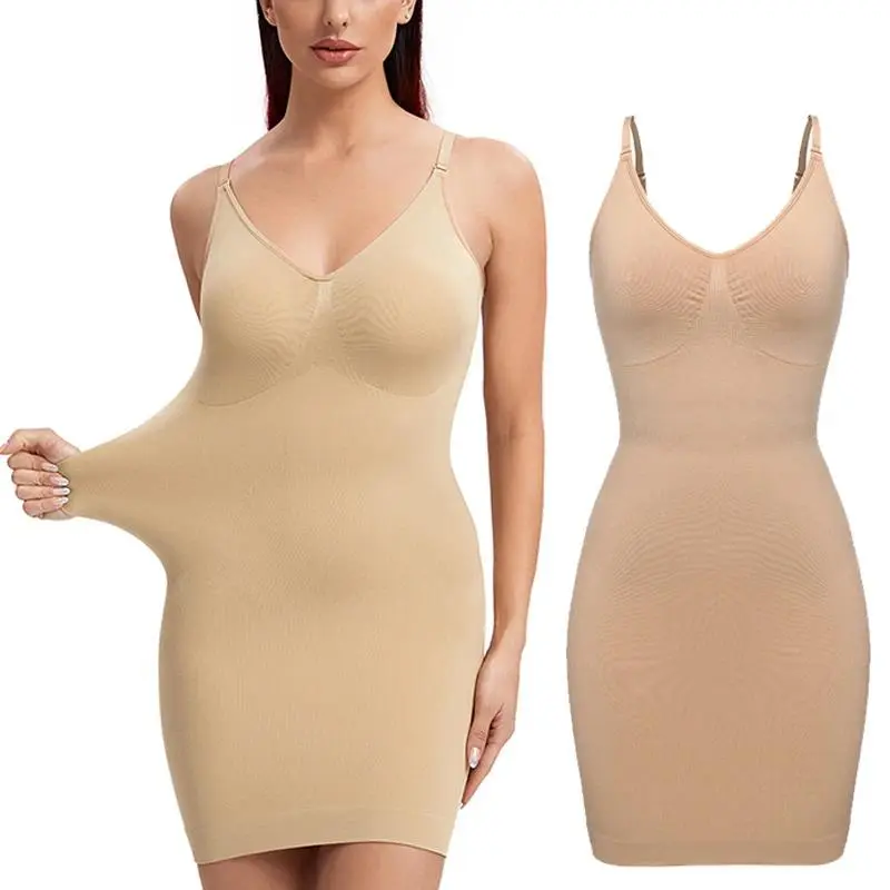 Women Full Body Shapewear Camisole Slips V Neck Slimming Shaper Waist Trainer Corset Tummy Control Slip Under Dresses