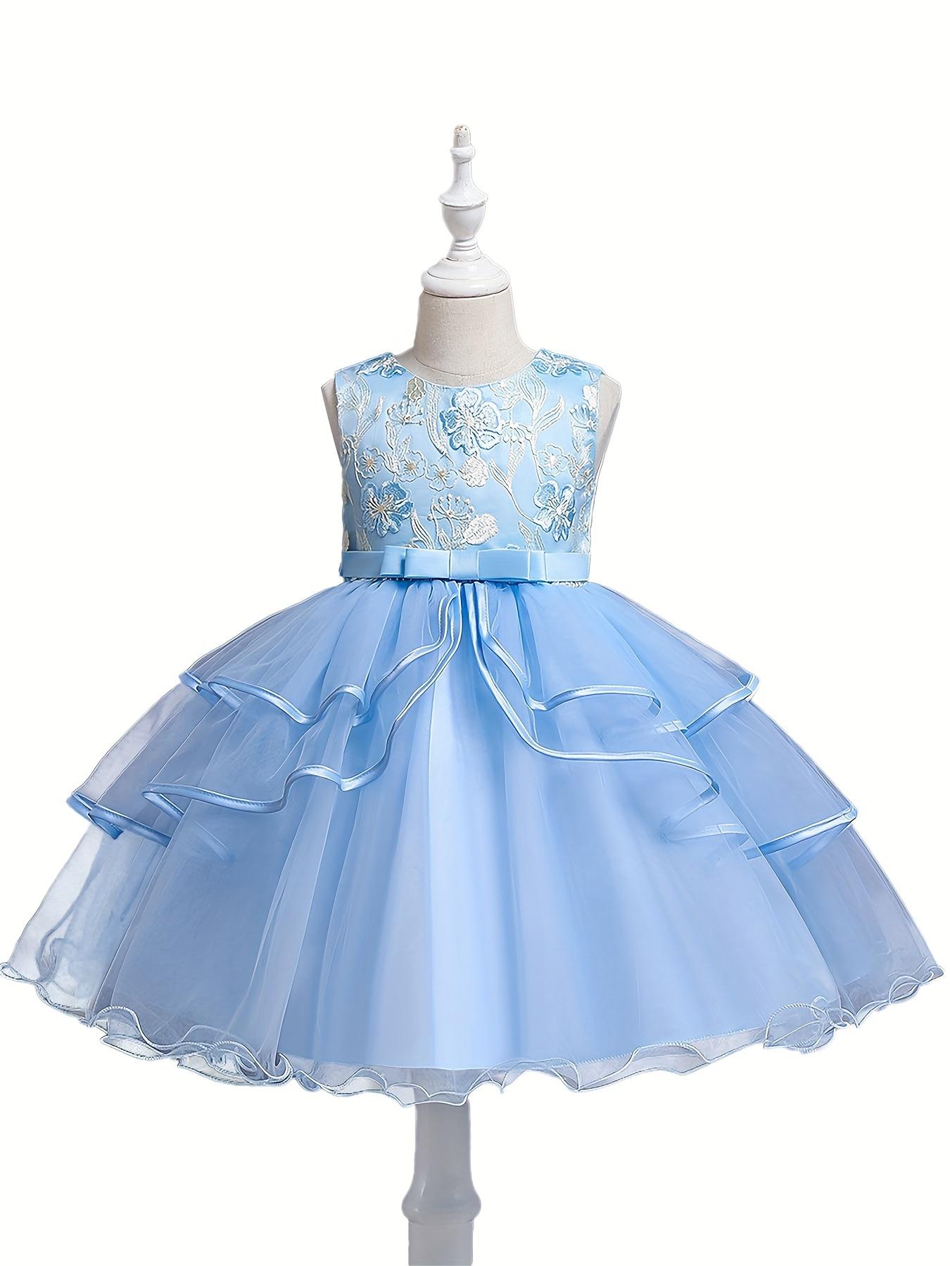 Formal Occasions Girls Mesh Embroidered Puffy A-line Princess Dress Birthday Evening Party Wedding Flower Girls Party Dress Gifts  Gifts