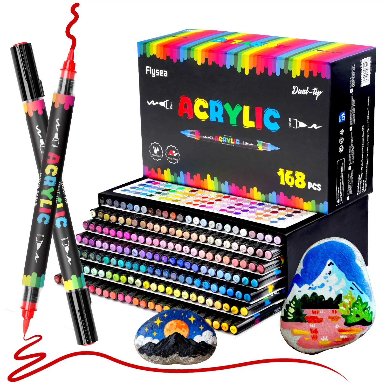 12-168 Color Dual-Tip Acrylic Markers Set, Waterproof Fast-Drying Art Supplies, DIY Coloring Pens, Back-To-School Essentials