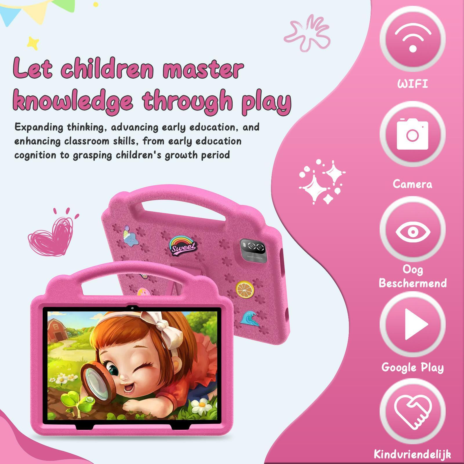 Parents Control Design Learning Tablet, Learning Entertainment Tablet, Multifunctional Educational Tablet with Educational App, Dual Camera, Shockproof Case, Birthday Gifts