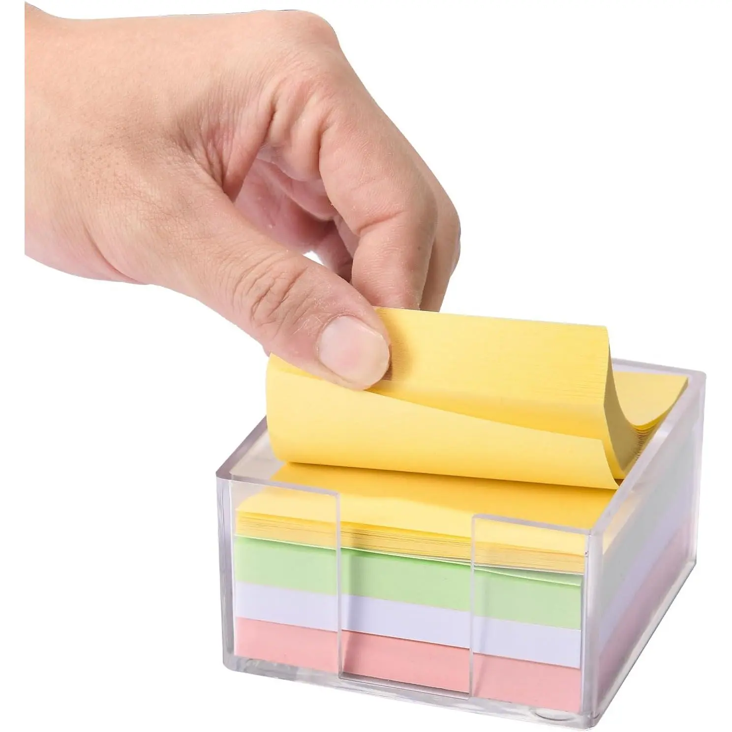 3x3 Inch Acrylic Sticky Note Holder, Crystal Clear Sticky Note Dispenser for Dorm Room Home and Office Acrylic Desk Organizer