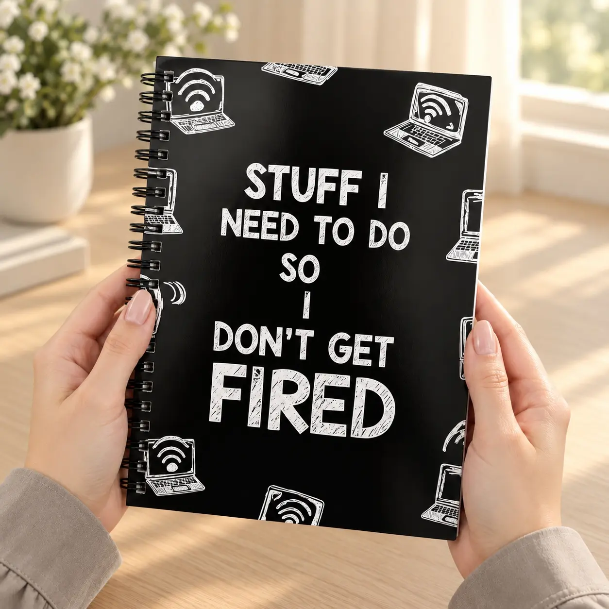 A5 Spiral Notebook, Funny Office Humor Journal with 100 Lined Pages, Work Notebook for Daily Notes, Meetings and Task Lists, Desk Accessories and Coworker Gifts for Women and Men