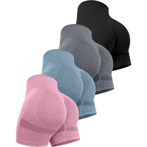 Workout Shorts Sets for Women, High Waisted Gym Butt Lifting Scrunch Butt Seamless Shorts