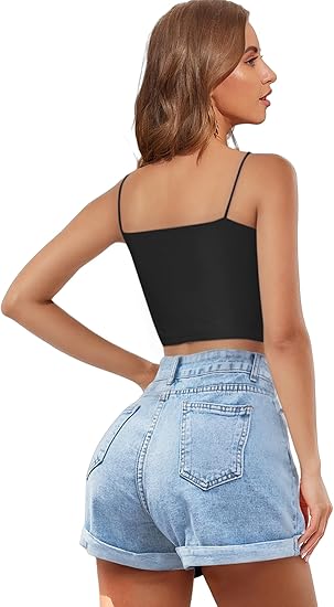 2-Pack Women's Crop Tank Tops, Basic Solid Color Double-Layer Thin-Strap Sleeveless Camisoles Elegant Backless weighted vests women tank tops tube tops crop tops tank top corset tops dressy tops tank top for women