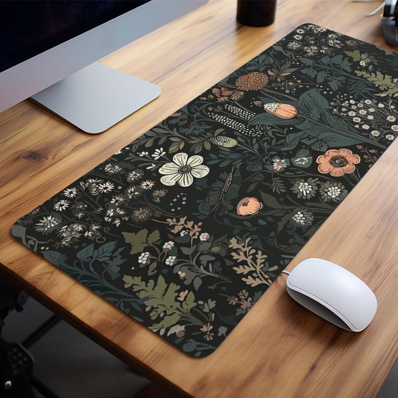 Floral Pattern Mouse Pad, 1 Count Non-slip Rubber Base Stitched Edge Keyboard Mat, Aesthetic Mouse Pad for Gaming, Gaming Desk Accessory