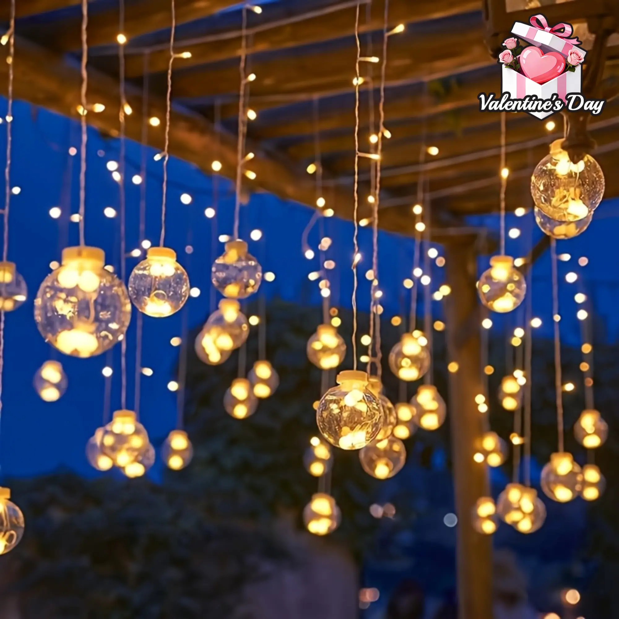 118.11 Inch 2026 New Wishing Ball String Lights, 108 LEDs with 8 Adjustable Lighting Modes, Battery Powered Plastic Wall Hanging Lamp, Indoor Ambient Decor for Christmas, Valentine’s Day, Bedroom & Family Party Gatherings