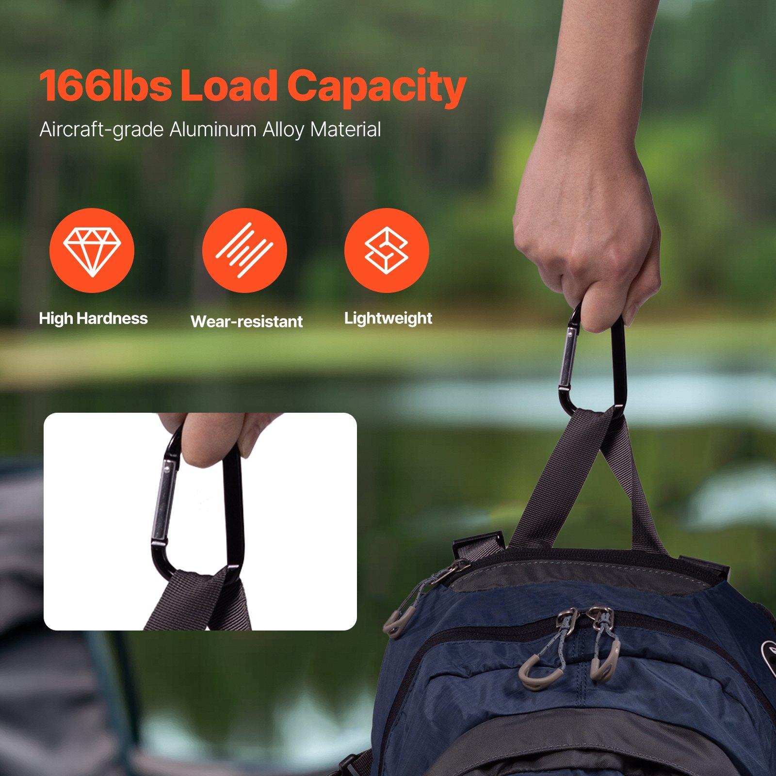 VEVOR 10 PCS Black Carabiner, Caribeaner Clip, Spring Snap Hook for Keychain Clip, 3.07" Aluminum Alloy D Ring Shape Carabeaner with 20 PCS Keyring, Multipurpose for Camping, Hiking, Backpacking VEVOR 10 PCS Black Carabiner, Caribeaner Clip, Spring Snap Hook for Keychain Clip, 3.07" Aluminum Alloy D Ring Shape Carabeaner with 20 PCS Keyring, Multipurpose for Camping, Hiking, Backpacking