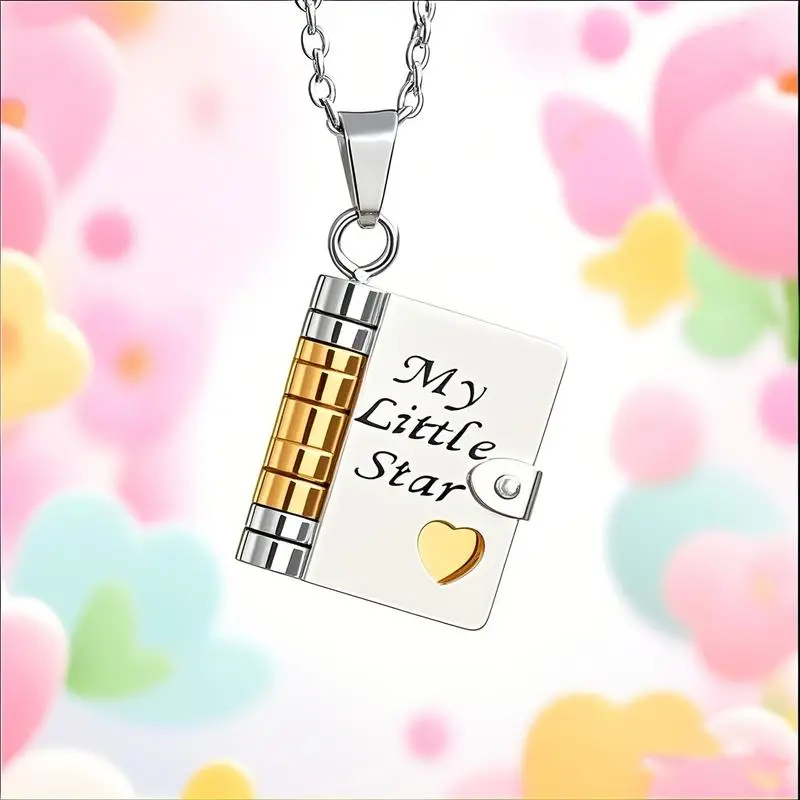 Laser-Engraved Flip Book Locket Dainty Necklace - My Little Star Keepsake Jewelry for Daughter, Festive Summer-Vibe Party Gift for Birthday, Graduation