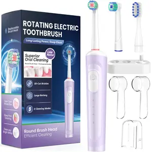 IPX8 Waterproof Rotating Electric Toothbrush, Dual Vibration Modes, 2000mAh USB Inductive Charging, 70 Days Battery Life