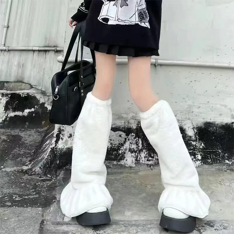 Fur Leg Warmers Boot Cuffs Long Warmer Japanese Harajuku JK Lolita Socks Boho Sock Sets Thigh Garter Winter Leg Long Socks