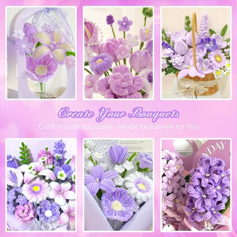 500 Piece Multi-Color Lily Twist Rod Pipe Cleaner Craft Kit, DIY Handmade Flowers Project, Perfect for