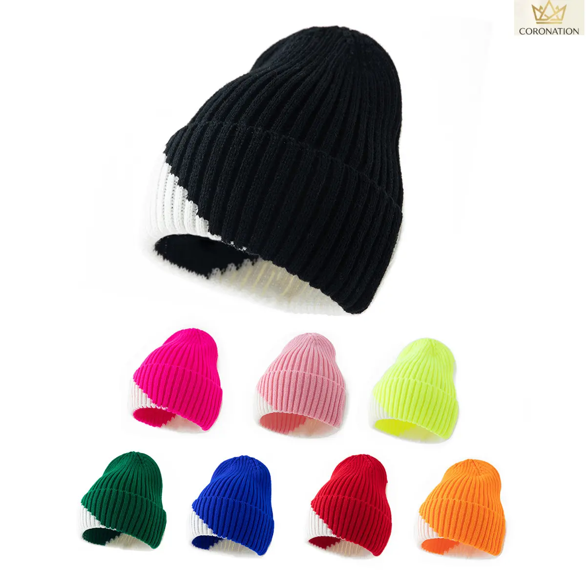 Winter Beanie Hat for Women, Trendy Color Block Knit Hat with Ear Coverage, Warm Windproof Wool-Blend Cap, Cozy Stretch Fit for Outdoor Walks, Travel, Hiking, Camping & Everyday Cold Weather
