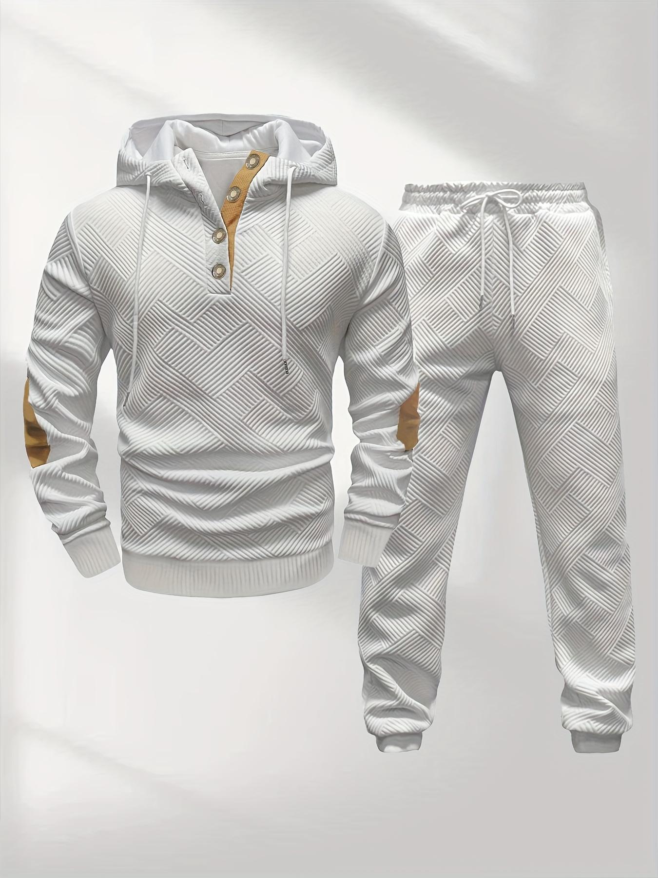 Men's casual fashion suit knitted jacquard sweatshirt and pants two-piece set