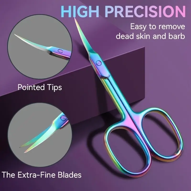 High-quality Professional Colored Stainless Steel Cuticle Scissors for Precise Nail Trimming and Dead Skin Removal, Unisex Manicure Tools - Perfectly Suitable for Nail Art and Beauty