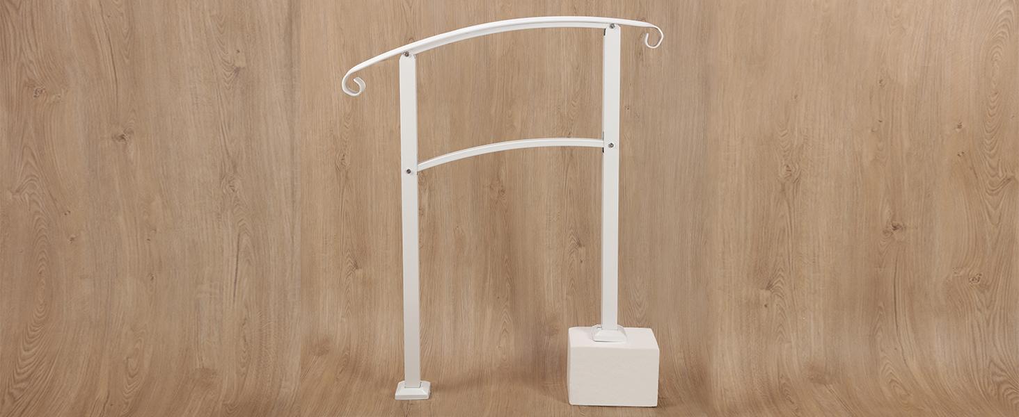 3FT Step Hand Rail for Outdoor Steps Compatible with 2-3 Steps Adjustable Steel Handrails Outdoor Railing for Stairs White Powder Coated Heavy Duty 3FT Step Hand Rail for Outdoor Steps Compatible with 2-3 Steps Adjustable Steel Handrails Outdoor Railing for Stairs White Powder Coated Heavy Duty
