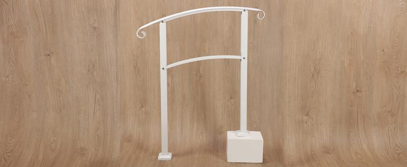 3FT Step Hand Rail for Outdoor Steps Compatible with 2-3 Steps Adjustable Steel Handrails Outdoor Railing for Stairs White Powder Coated Heavy Duty