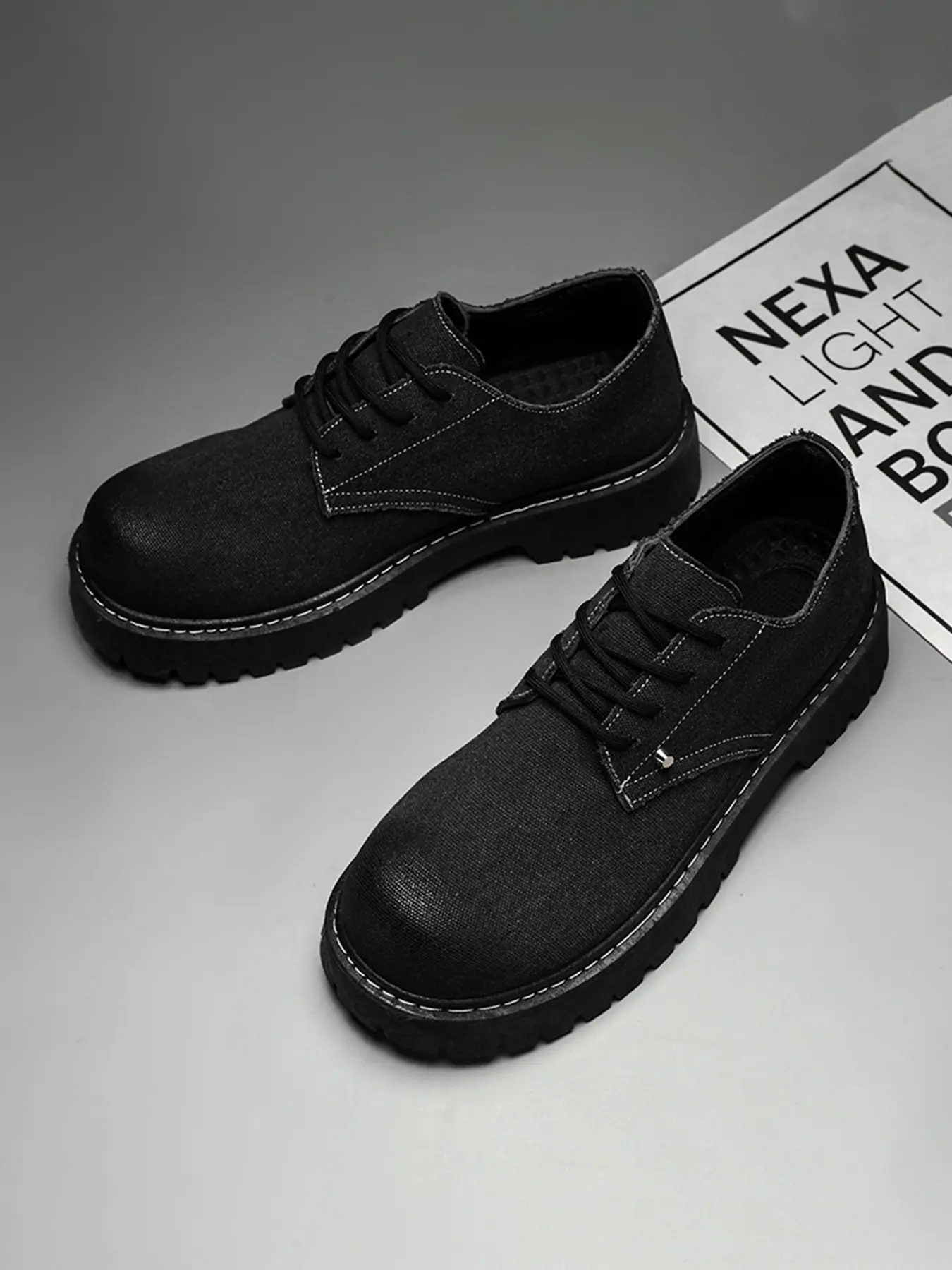Men's All-Season Versatile Casual Shoes, Unique Design Sneakers, Thick Sole Height-Increasing Derby Shoes, Comfortable and Stylish, Soled Shoes