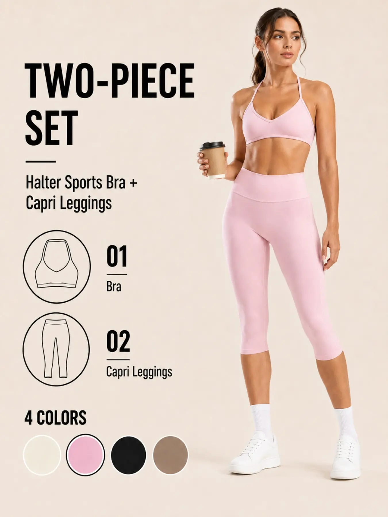 Women's Halter Cross-Back Sports Bra & 7 Yoga Pants Set  Running Pilates Gym Wear  Sculpting Light Fitness  Outdoor Cardio Outfit