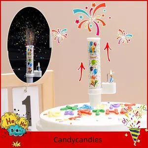 New Music Candy Firework Candle, Automatic Colorful Candy Spray, Perfect for Birthday Party Decorations, Fun Event Prop