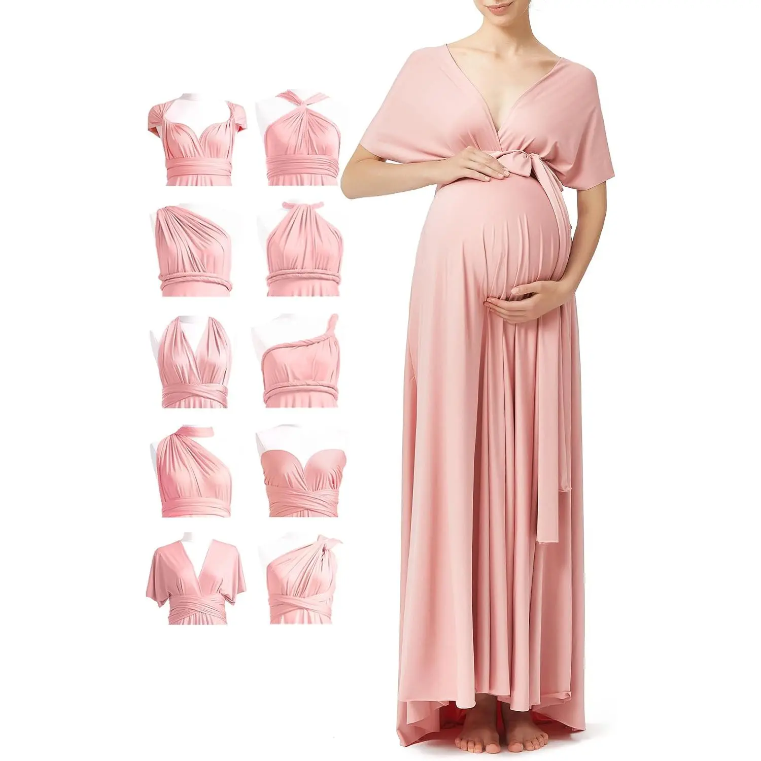 72styles Maternity Dresses for Baby Shower - Infinity Wrap Elegant Maxi Plus Size for Wedding Guest, Formal Gown, Photoshoots