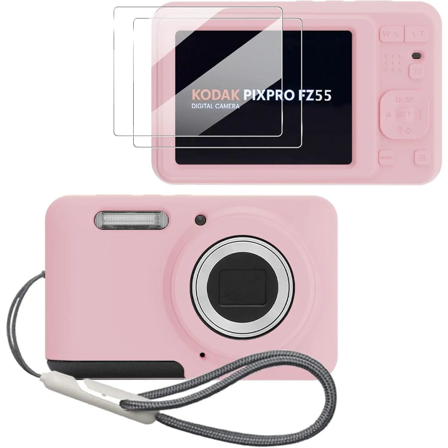 Pink Soft Silicone Protective Case for KODAK PIXPRO FZ55 - Anti-Scratch, Slim Fit, Lightweight Sports & Outdoor Leisure Camera Accessory