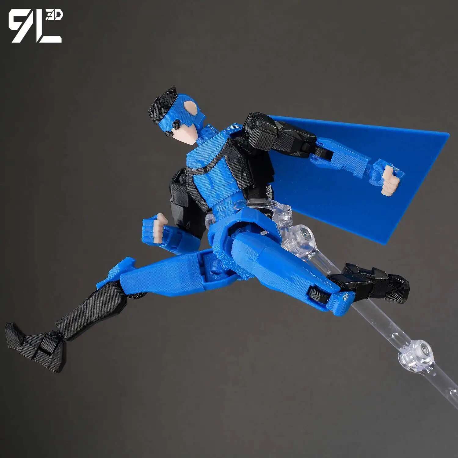 9L3D Dummy 13 Action Figure-Multi-Joint Articulated Lucky Anime Character Classic Superhero Design With Black&White Blue Costume
