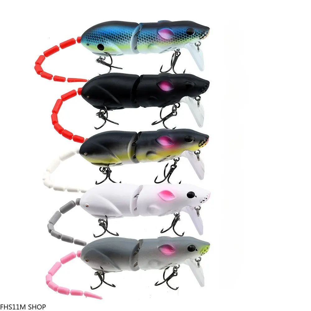 5PCS Rat Swimbait Fishing Lure Set, Realistic Topwater Mouse Baits With Lifelike Swimming Action, Floating Predator Fish Lures For Bass, Pike And Trout, Freshwater Pond Lake River Fishing Tackle