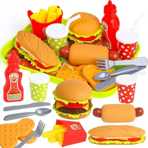 Pretend Play Food Set, Hamburger Fries Pizza Popcorn Toys Role Play Take Apart Educational Gift for Kids Boys Girlsfidget toys