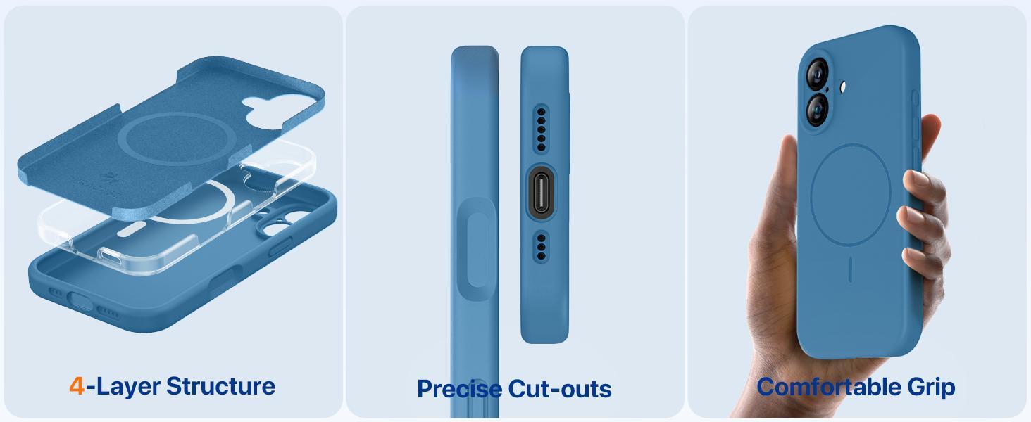 Magnetic for iPhone 17 Case, Compatible with MagSafe, Integrated Silicone Camera Control Cover, 3.0mm Thicken Shockproof Drop Protection Phone Case for 17,Capri Blue